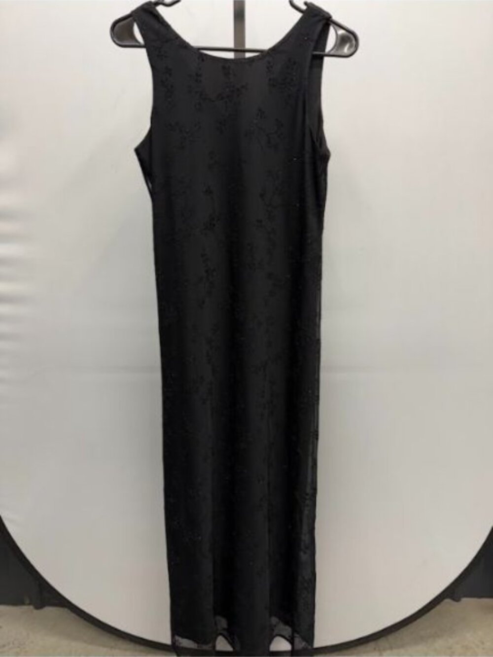 DBY Vintage Black Beaded Sheath Maxi Dress